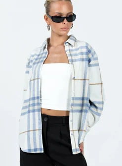 Princess Polly Mcormick Shirt White / Blue   White/Blue Cheap