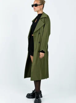 Princess Polly Meiko Trench Coat  Khaki Shop