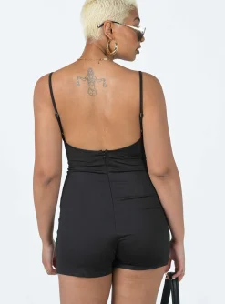 Princess Polly Melanie Romper  Black Cheap