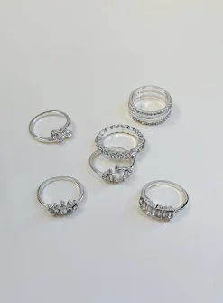 Princess Polly Mendes Ring Pack Silver Best Sale