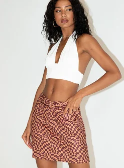 Princess Polly Meredith Swirl Wrap Mini Skirt   Brown Hot
