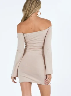 Princess Polly Messel Off The Shoulder Mini Dress Beige Best Sale