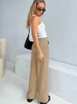 Princess Polly Messert Pants  Beige Best Sale