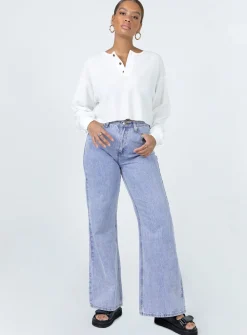 Princess Polly Mia Cropped Henley  White Clearance