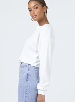 Princess Polly Mia Cropped Henley  White Clearance