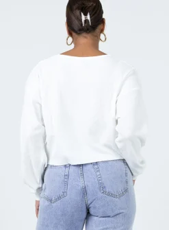 Princess Polly Mia Cropped Henley  White Clearance