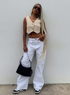 Princess Polly Miami Vice Pant  White Cheap