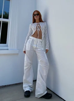 Princess Polly Miami Vice Swish Pant Ghost  White Cheap