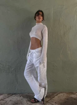 Princess Polly Miami Vice Swish Pant Ghost  White Cheap