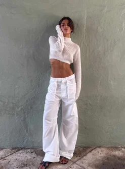 Princess Polly Miami Vice Swish Pant Ghost  White Cheap