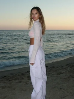 Princess Polly Miami Vice Swish Pant Ghost  White Cheap