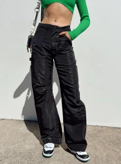 Princess Polly Miami Vice Swish Pant Onyx   Black Discount