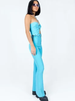 Princess Polly Mid Way Laced Flare Pants  Blue Store