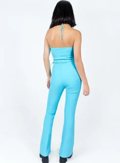 Princess Polly Mid Way Laced Flare Pants  Blue Store