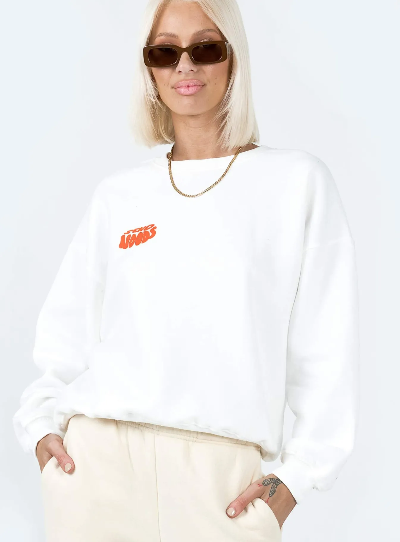 Princess Polly Midnight Noods Sweatshirt White Flash Sale