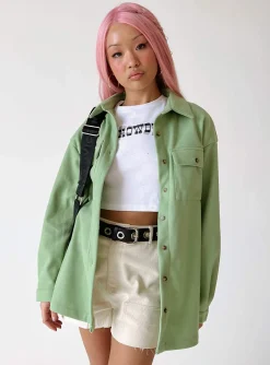 Princess Polly Mila Shirt  Green Sale