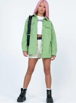 Princess Polly Mila Shirt Green Sale