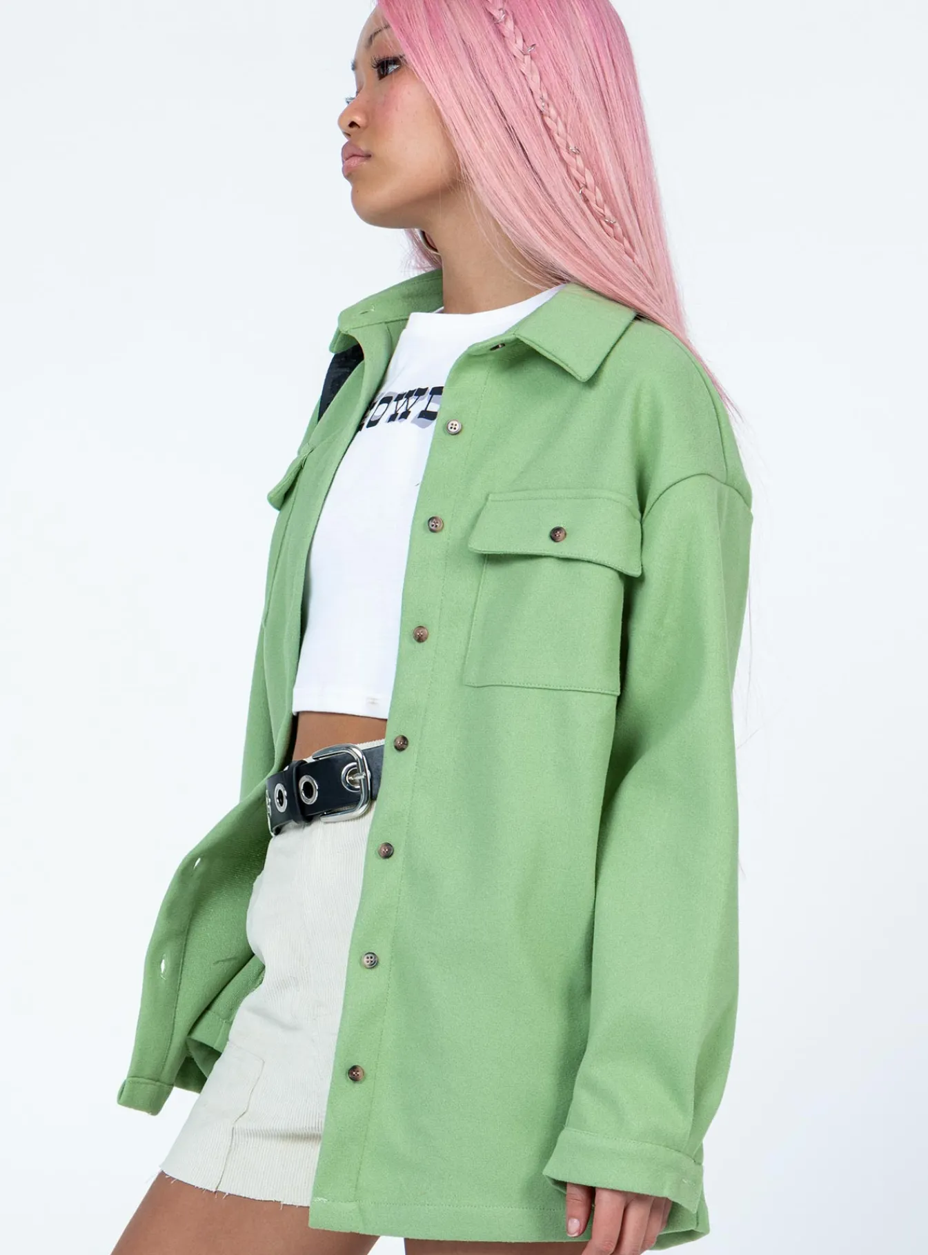 Princess Polly Mila Shirt Green Sale