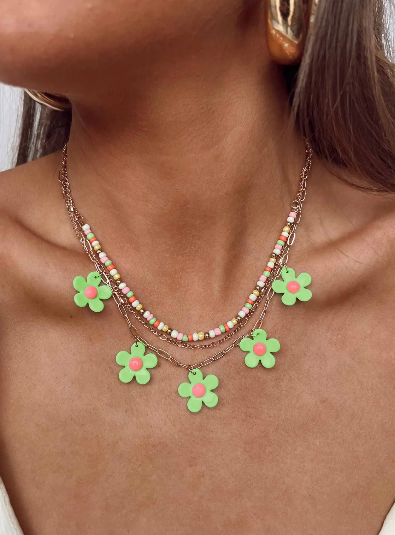 Princess Polly Mildara Flower Necklace/ Green Gold Cheap
