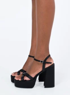 Princess Polly Millard Platform Heels  Black Cheap