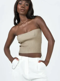 Princess Polly Milner Tube Top  Beige Outlet