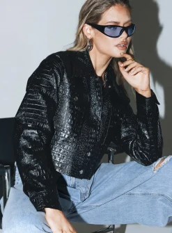 Princess Polly Mitra Faux Leather Jacket  Black Best Sale