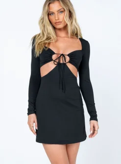 Princess Polly Molley Long Sleeve Mini Dress  Black Flash Sale