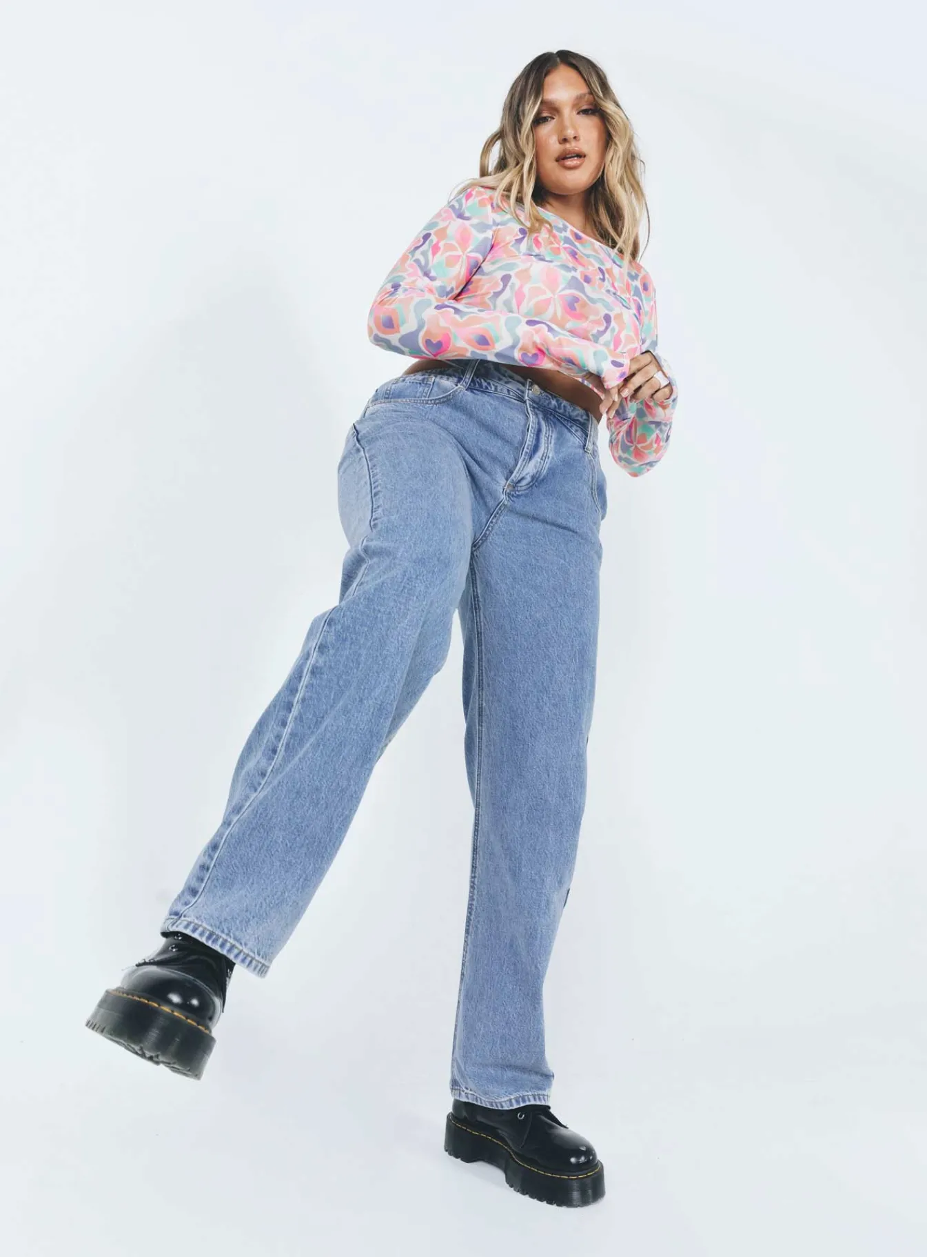 Princess Polly Mollie Asymmetricjeans Denim Clearance