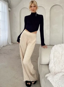 Princess Polly Montana Knit Pants  Cream Best Sale