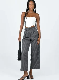 Princess Polly Montez Pantspinstripe   Grey Outlet