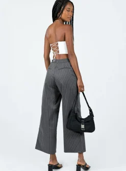 Princess Polly Montez Pantspinstripe   Grey Outlet