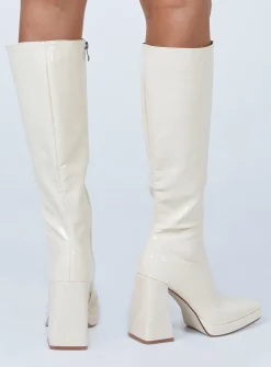 Princess Polly Montgomery Boot  Cream Croc Flash Sale
