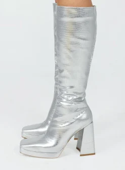 Princess Polly Montgomery Boot Silver Shop