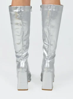 Princess Polly Montgomery Boot Silver Shop