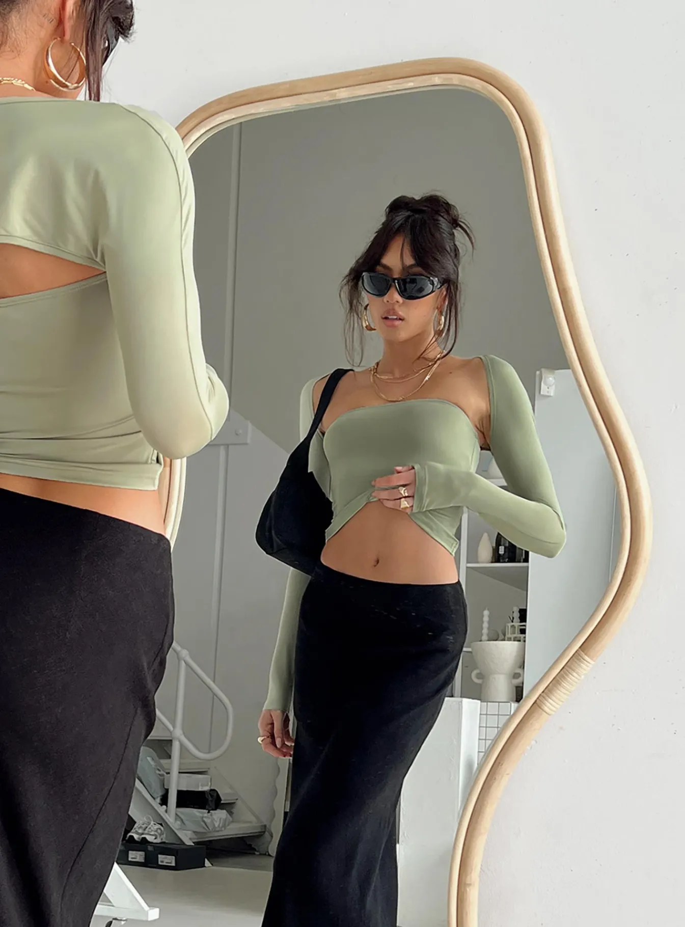 Princess Polly Moran Two Piece Bolero Top Sage Flash Sale