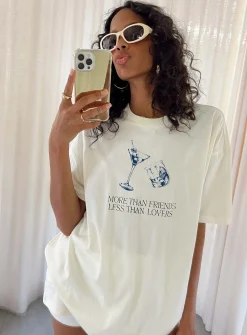 Princess Polly More Than Friends Oversized Top  Off White Clearance