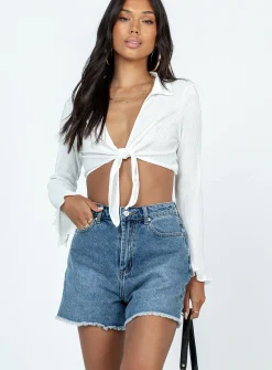 Princess Polly Mosley Mid Dark Washshorts  Denim Clearance