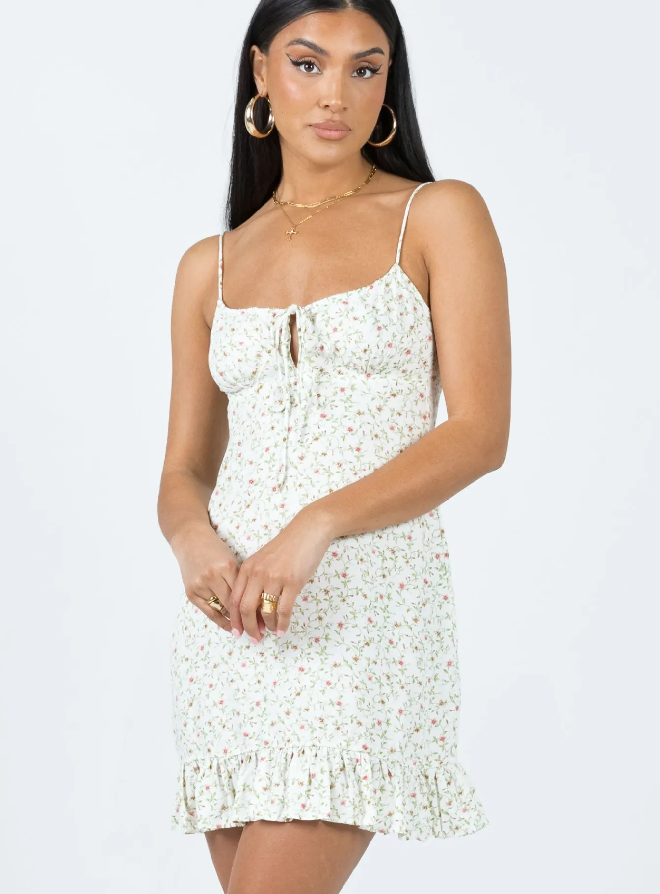 Princess Polly Motel Alaca Dress Pretty Petal Ivory White Online