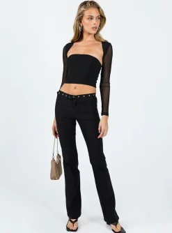 Princess Polly Motel Avian Trouser  Black New
