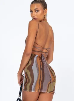 Princess Polly Motel Bexley Dress Earthy Gradient  Brown Best