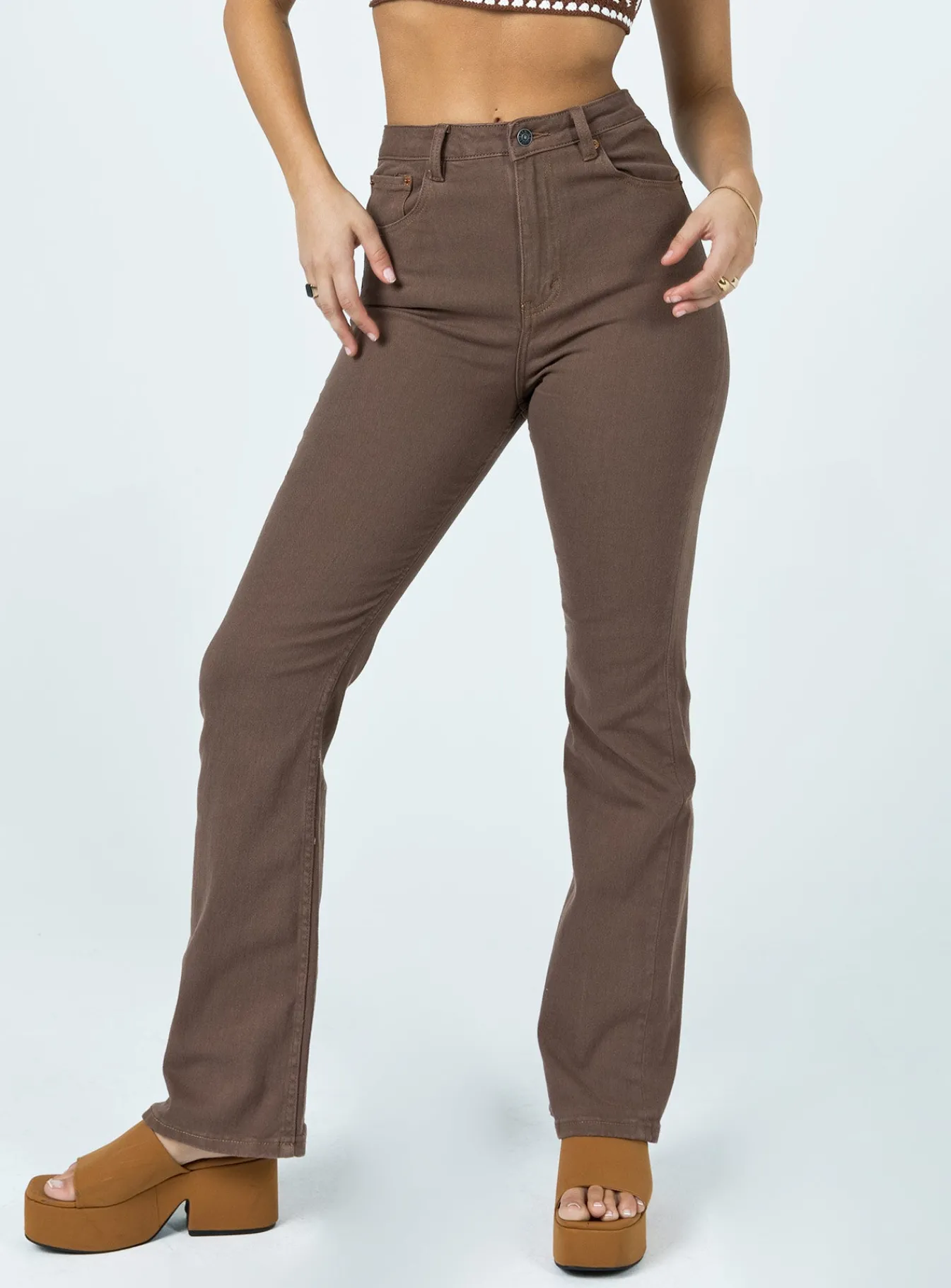 Princess Polly Motel Bootleg Jeans Rich Brown Online
