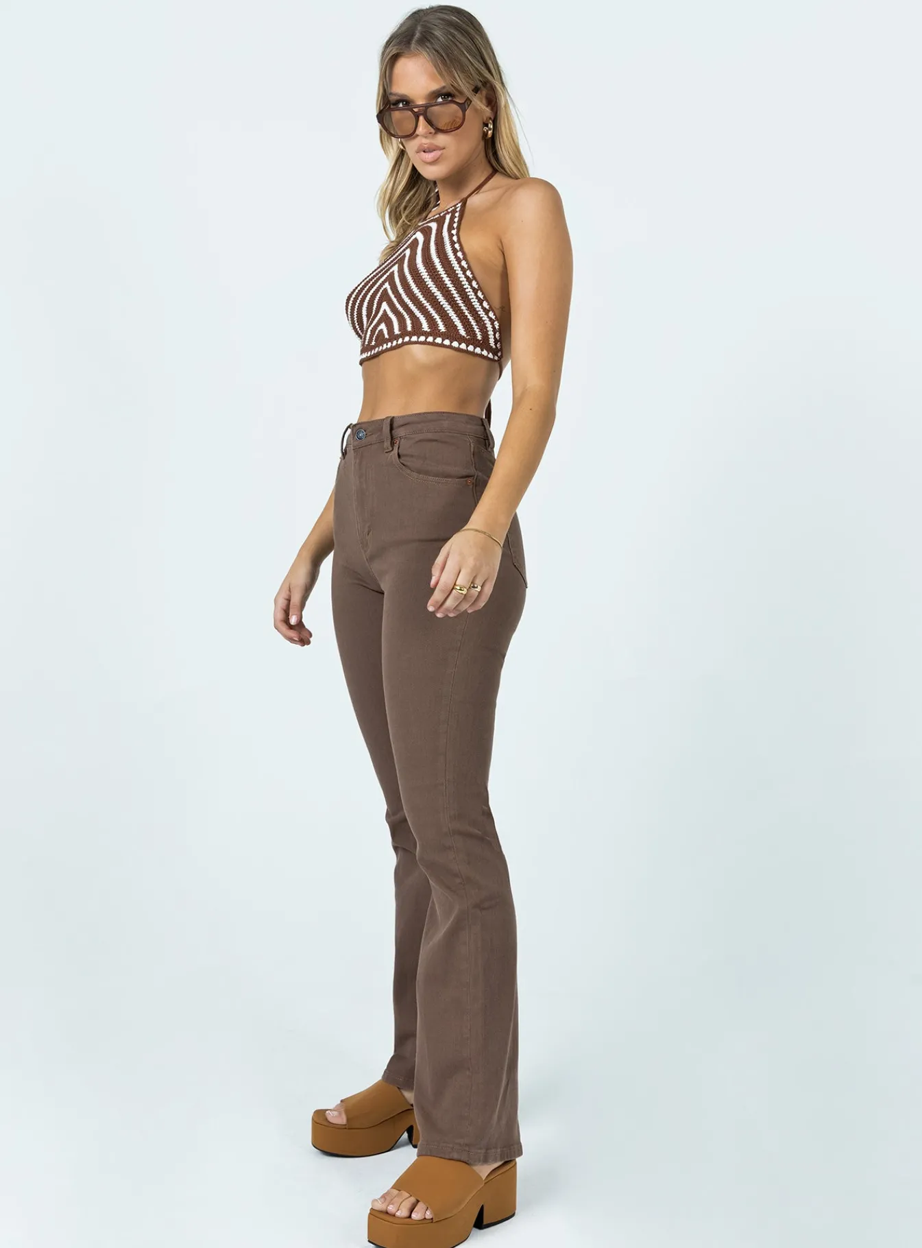 Princess Polly Motel Bootleg Jeans Rich Brown Online