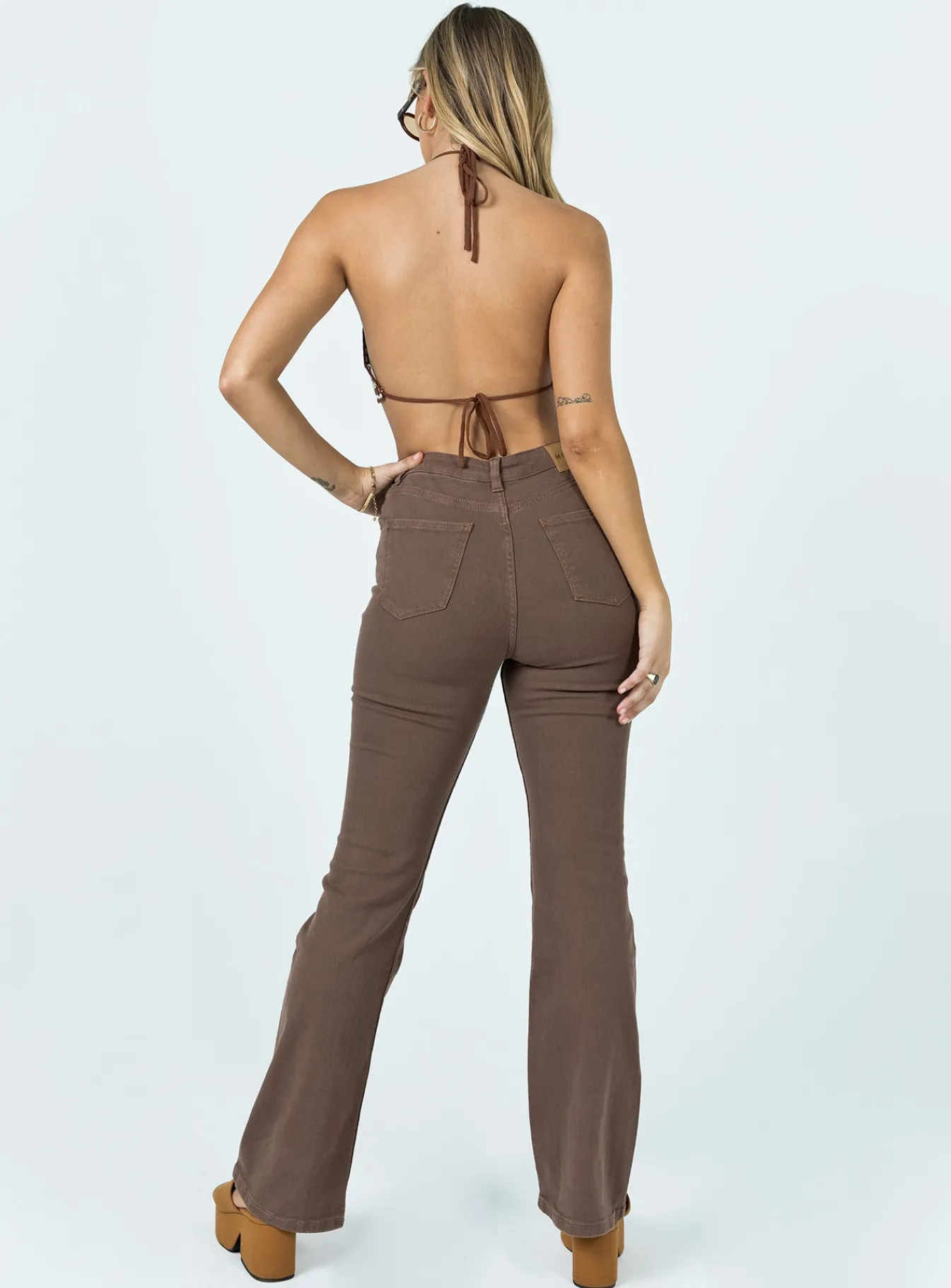Princess Polly Motel Bootleg Jeans Rich Brown Online