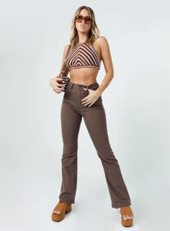 Princess Polly Motel Bootleg Jeans Rich Brown Online