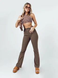 Princess Polly Motel Bootleg Jeans Rich Brown Online