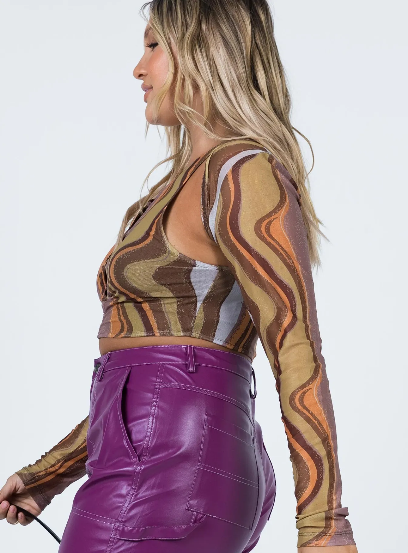 Princess Polly Motel Britta Top Earthy Gradient Brown Shop