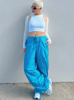 Princess Polly Motel Chute Trousers  Blue New