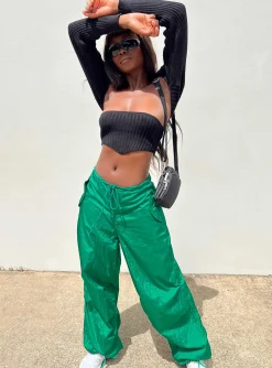 Princess Polly Motel Chute Trousers  Green Cheap