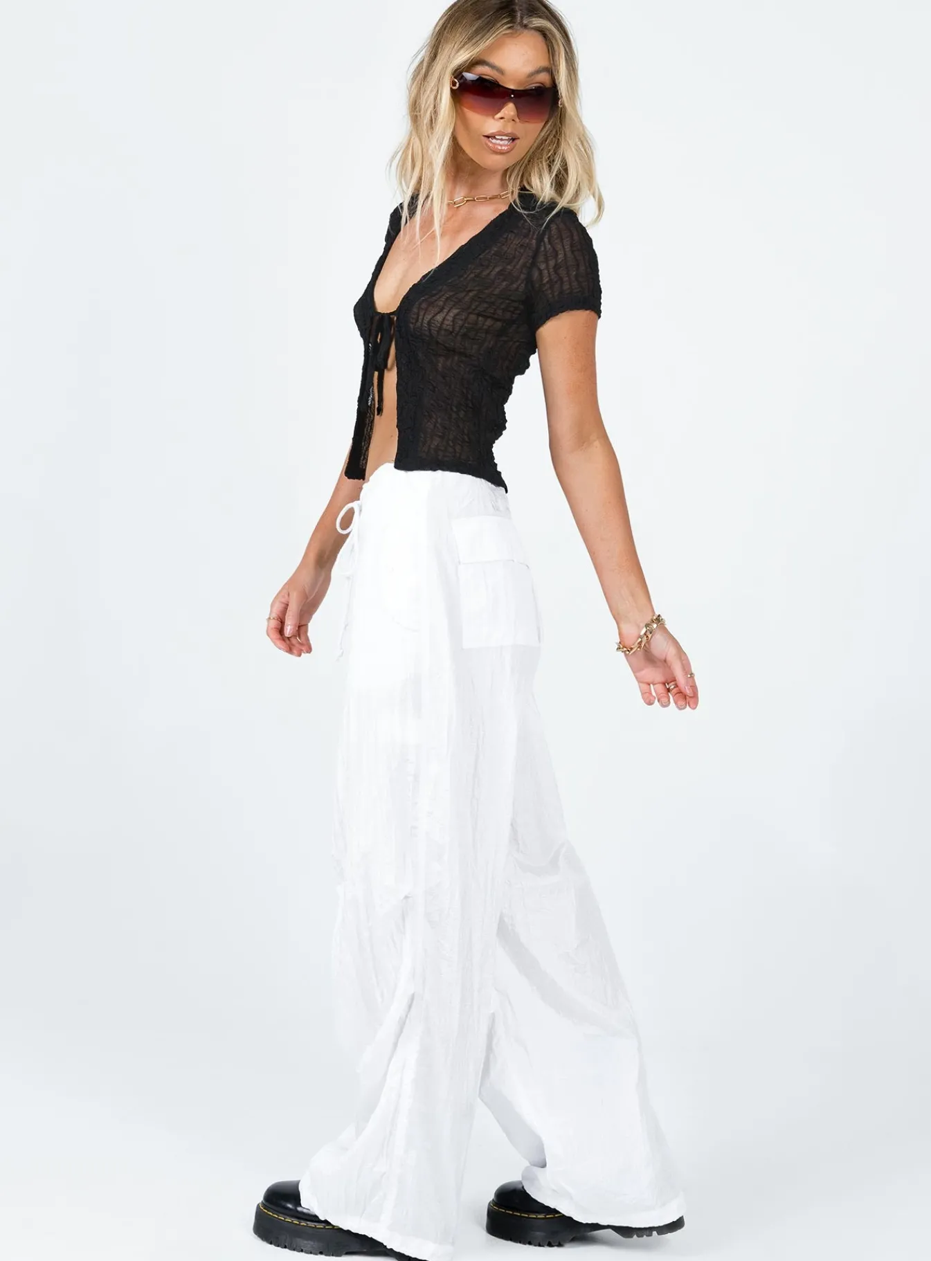 Princess Polly Motel Chute Trousers Ivory Off White Hot