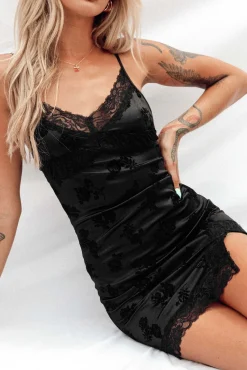 Princess Polly Motel Coti Mini Dressrose Flock   Black Cheap